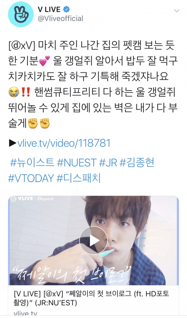 / 네이버 V앱 공식 트위터 계정