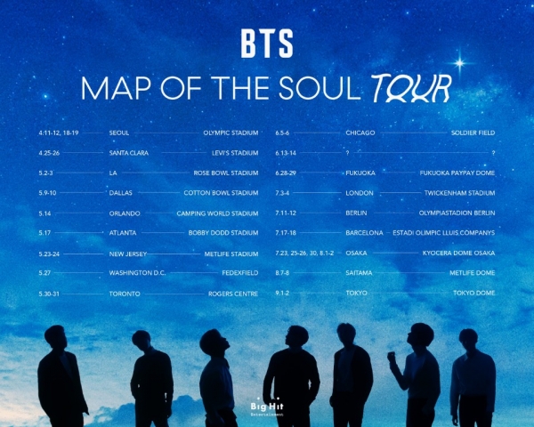 BTS MAP OF THE SOUL TOUR 일정 안내 포스터