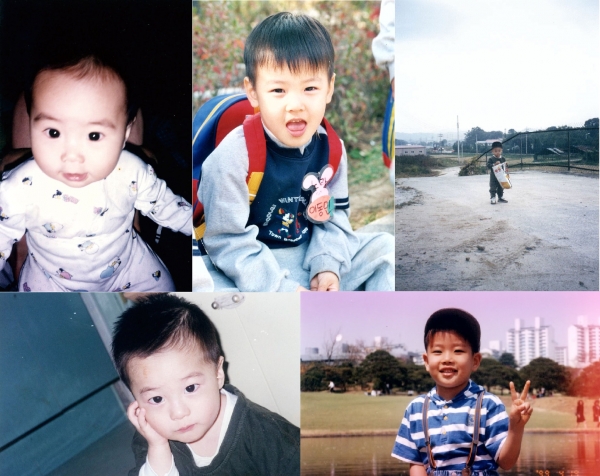 아스트로 과거 사진(위 왼쪽부터 라키,차은우,윤산하 / 아래 왼쪽부터 문빈,MJ) / 아스트로 공식 트위터 제공