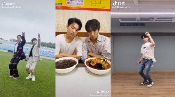 ‘Left & Right’챌린지 영상, 맨오른쪽은 중국 배우 '린이' 챌린지 참여 영상 / 틱톡 제공