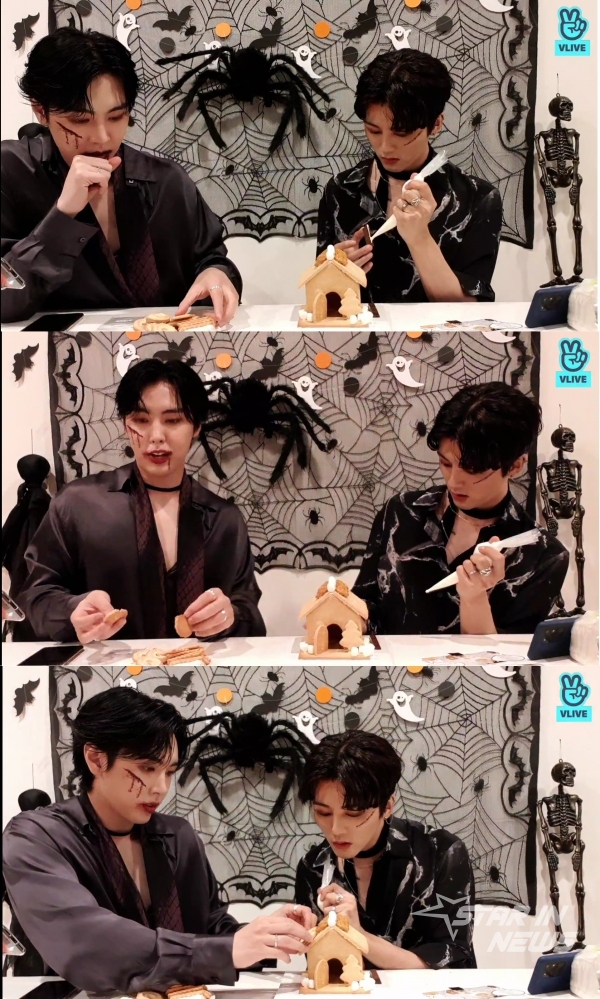 영빈이랑 재윤이는 잘 지을 수 있어요 (Halloween Special) 브이라이브 방송 화면 일부 캡처