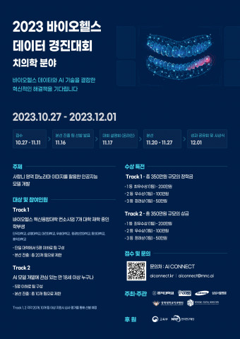 ‘2023 바이오헬스 데이터 경진대회 - 치의학 분야’ 포스터