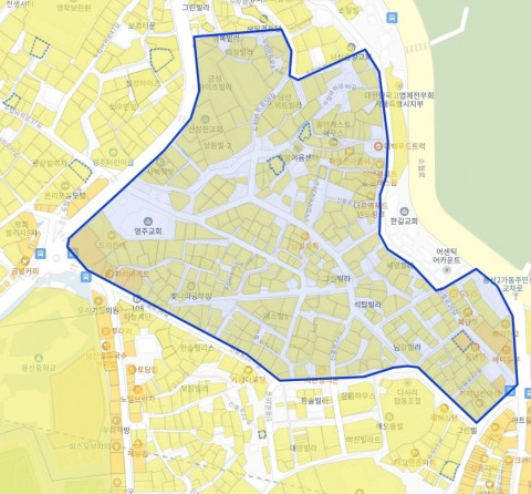 남산1구역 재개발사업 구역도