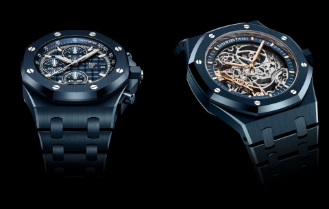 왼쪽부터 로열 오크 오프쇼어 셀프와인딩 크로노그래프, 로열 오크 더블 밸런스 휠 오픈워크